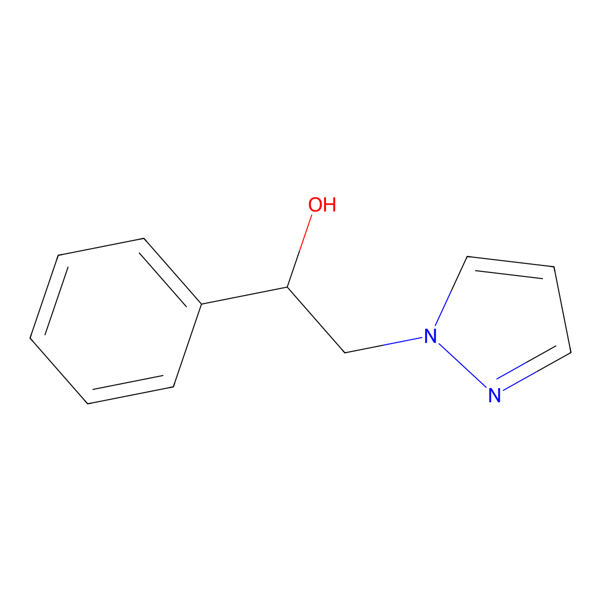 1-phenyl-2-(1H-pyrazol-1-yl)ethanol molecular structure, CAS 32500-66-6