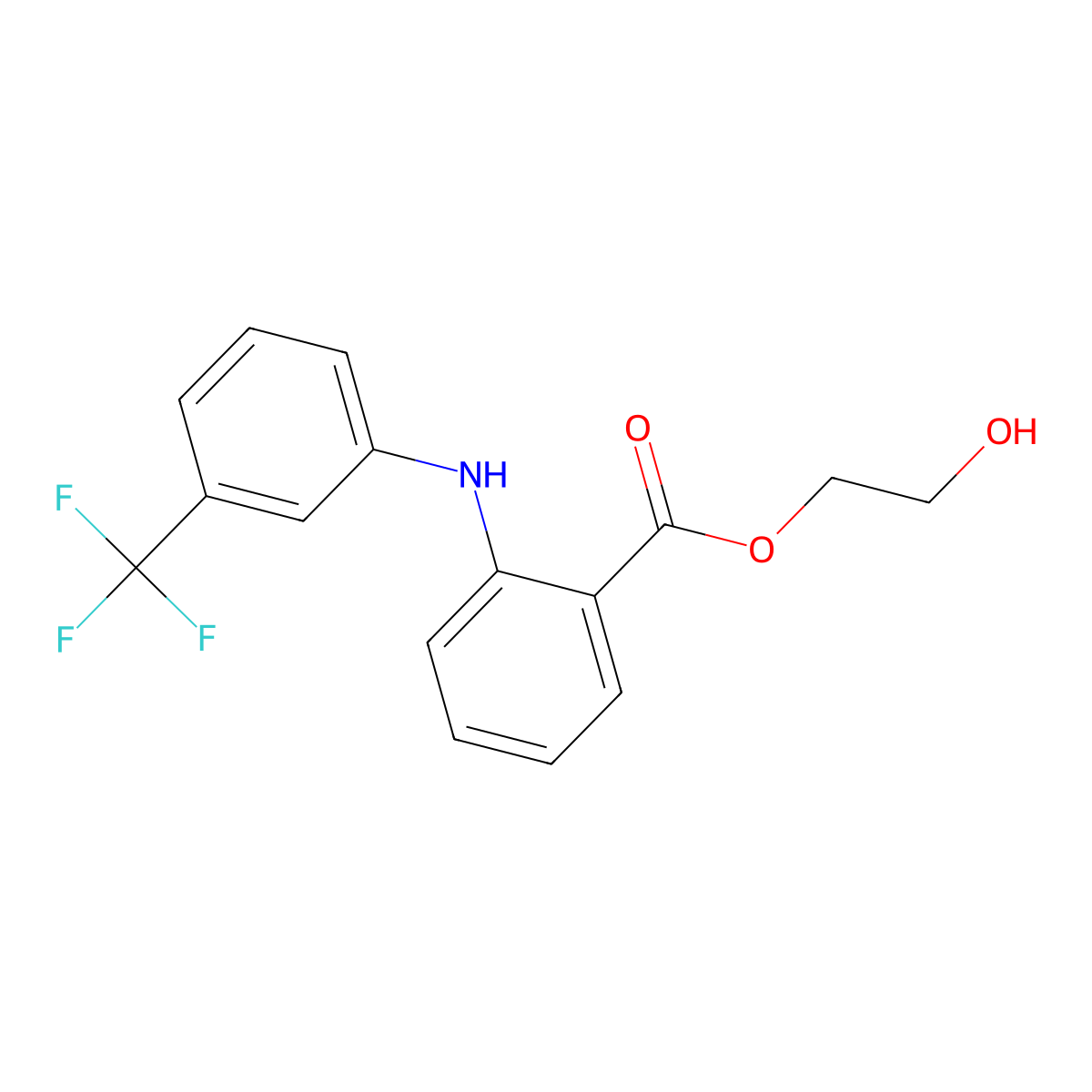 2-Hydroxyethyl 2-(3-(trifluoromethyl)anilino)benzoate molecular structure, CAS 32508-98-8