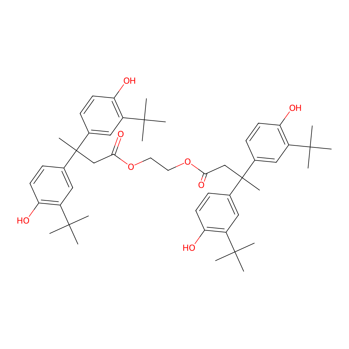 Butyric acid, 3,3-bis(3-tert-butyl-4-hydroxyphenyl)ethylene ester molecular structure, CAS 32509-66-3