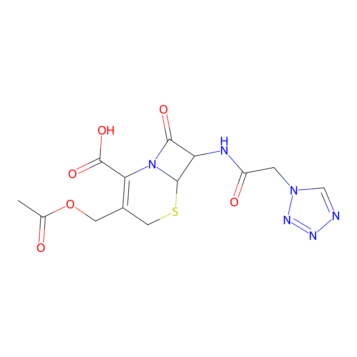 (6R-trans)-3-(Acetoxymethyl)-8-oxo-7-(1H-tetrazol-1-ylacetamido)-5-thia-1-azabicyclo[4.2.0]oct-2-ene-2-carboxylic acid molecular structure, CAS 32510-61-5