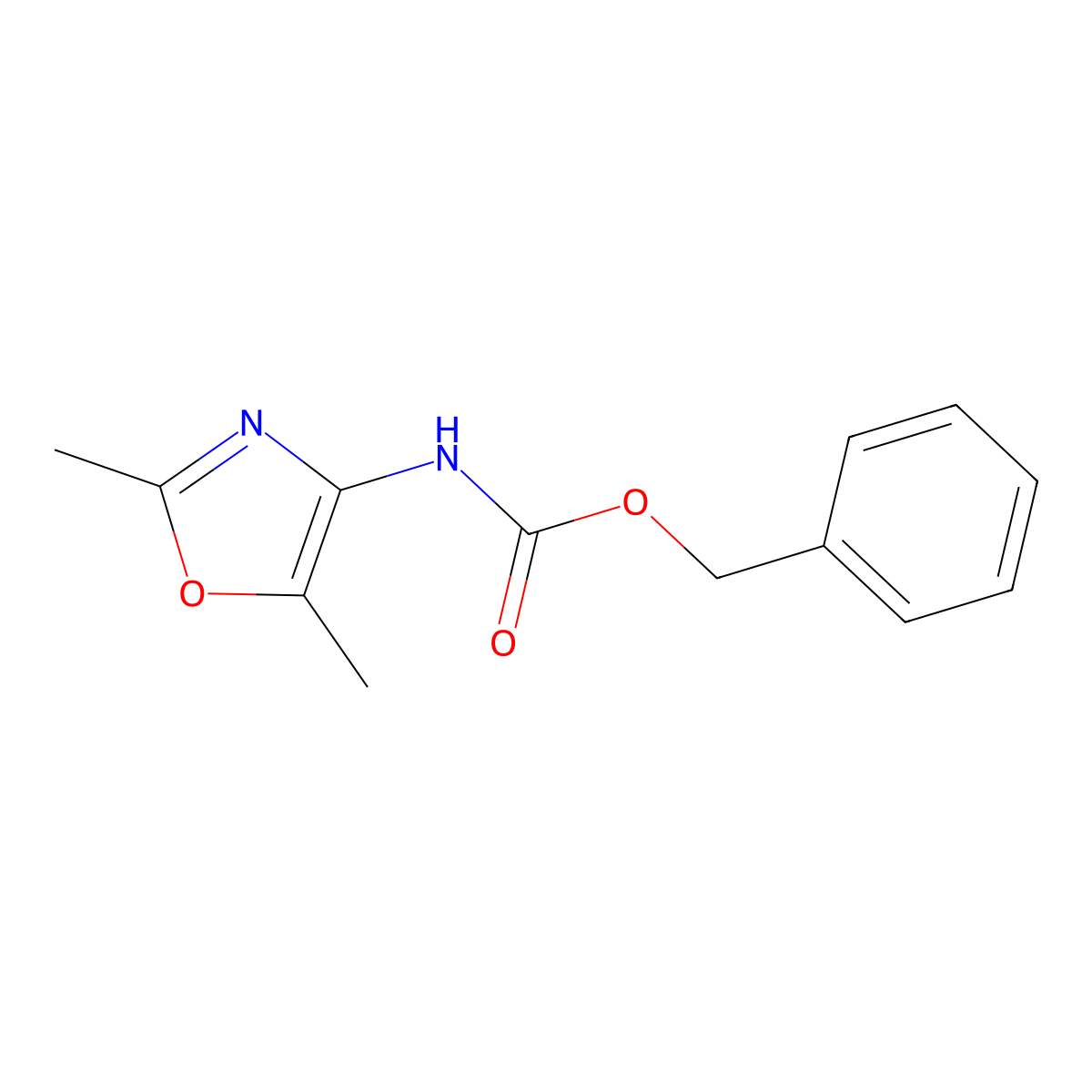 Benzyl (2,5-dimethyloxazol-4-yl)carbamate molecular structure, CAS 32512-40-6