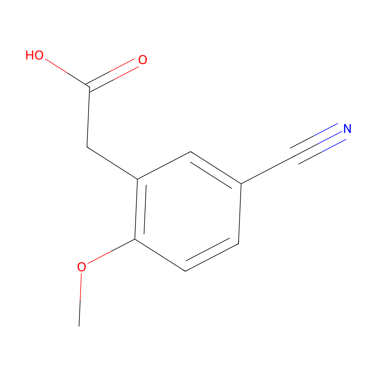 2-(5-Cyano-2-methoxyphenyl)acetic acid molecular structure, CAS 325124-98-9