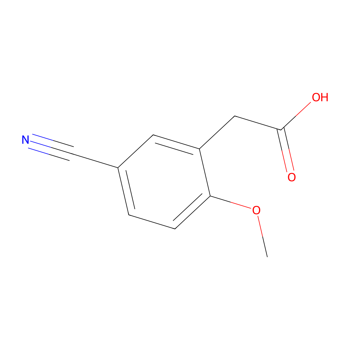 2-(5-Cyano-2-methoxyphenyl)acetic acid molecular structure, CAS 325124-98-9