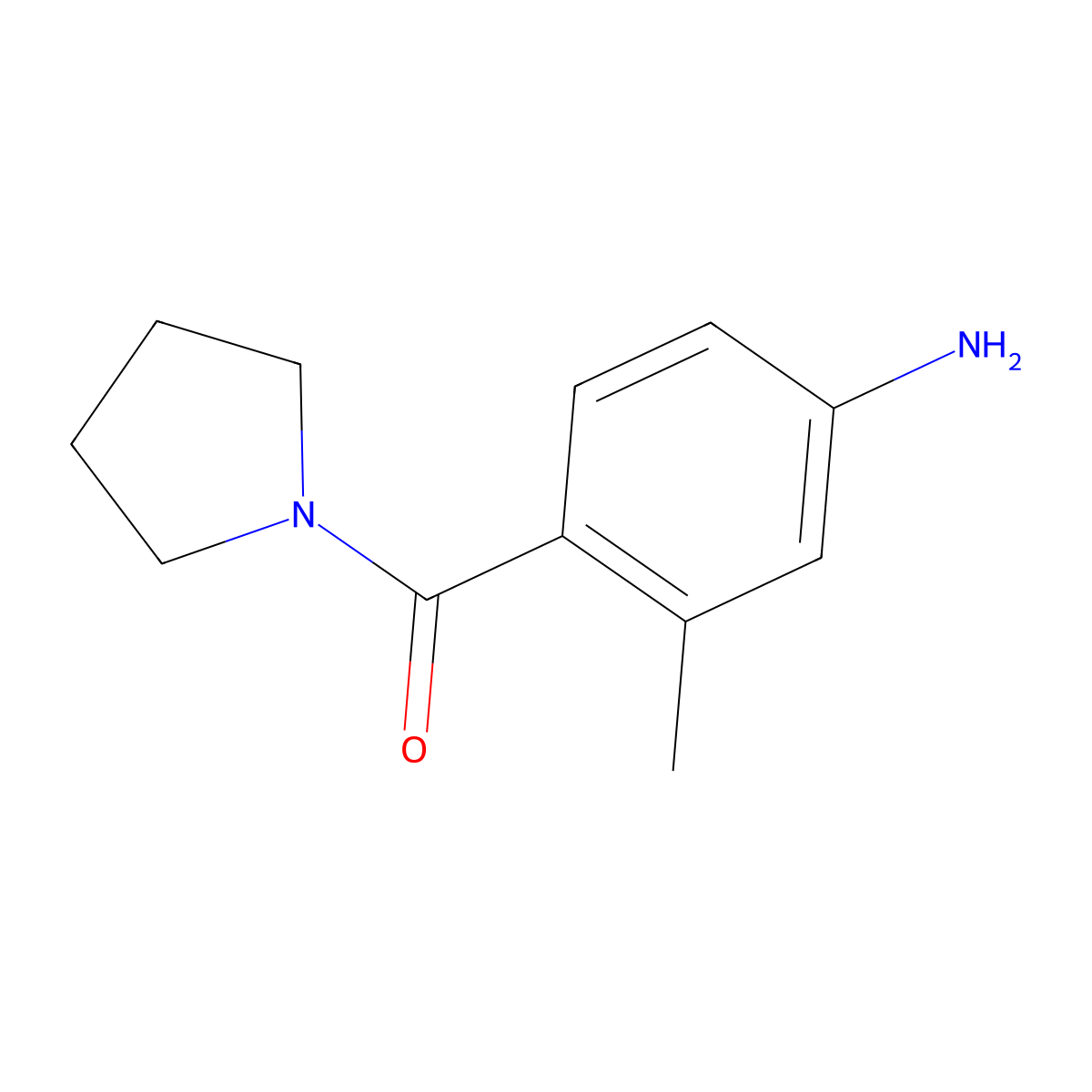 3-Methyl-4-(pyrrolidin-1-ylcarbonyl)aniline molecular structure, CAS 325125-06-2