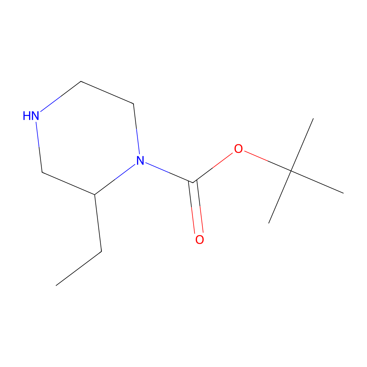 (S)-2-Ethylpiperazine, N1-BOC protected molecular structure, CAS 325145-35-5