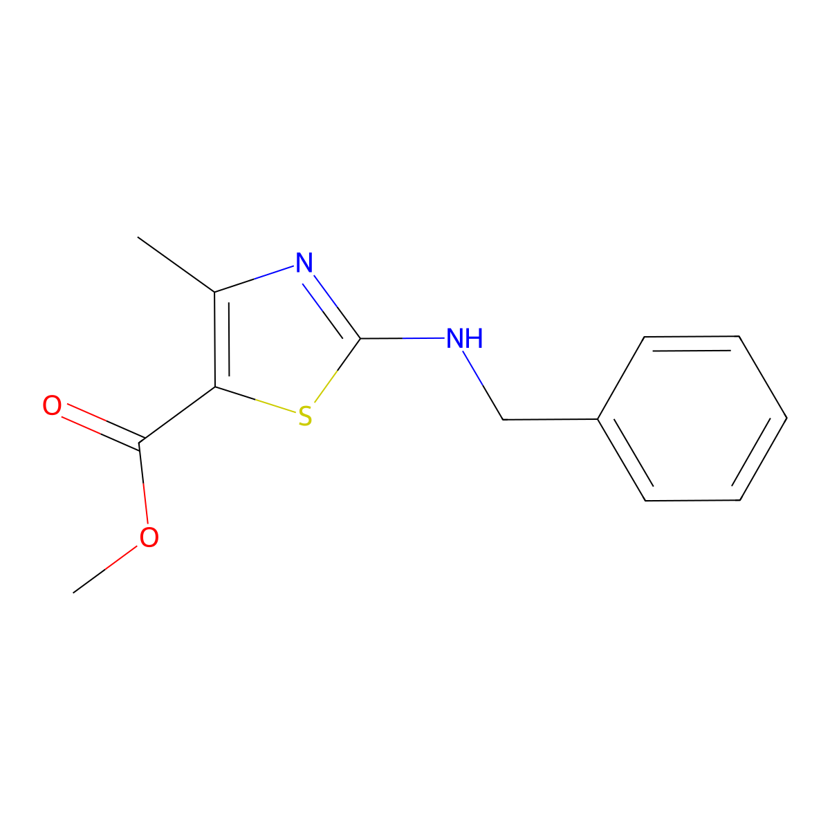 Methyl 2-(benzylamino)-4-methyl-1,3-thiazole-5-carboxylate molecular structure, CAS 325147-89-5