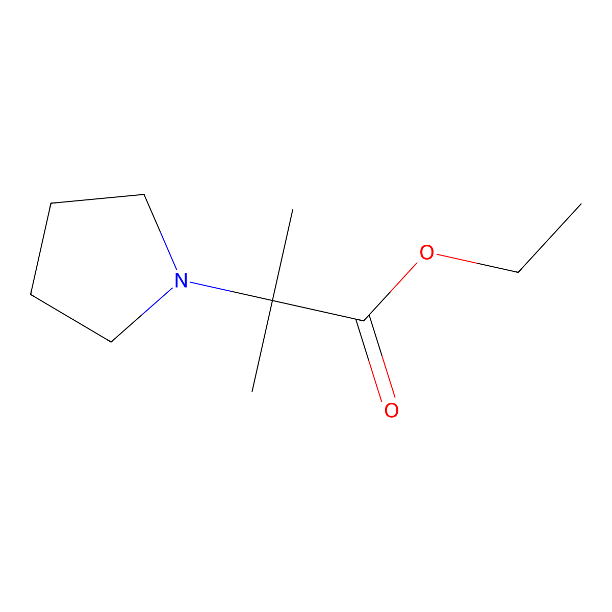 2-Methyl-2-pyrrolidin-1-yl-propionic acid ethyl ester molecular structure, CAS 32515-32-5
