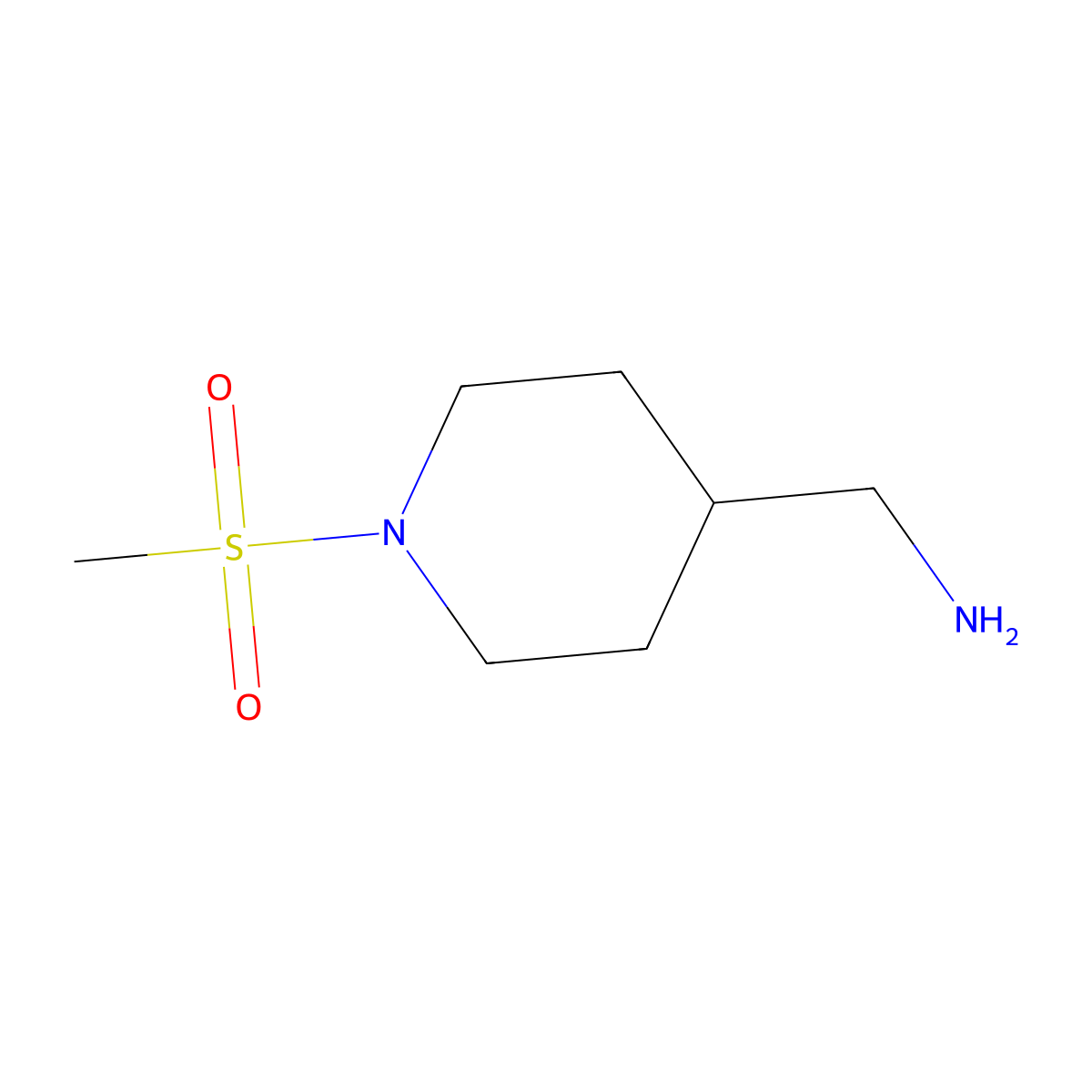 (1-Methanesulfonylpiperidin-4-yl)methanamine molecular structure, CAS 325153-03-5