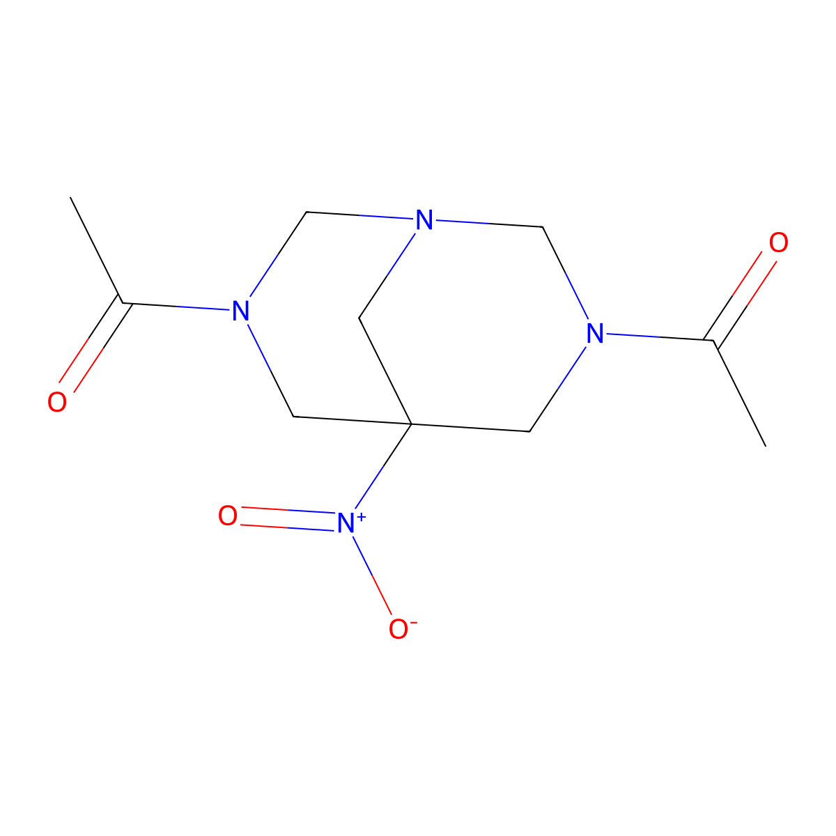1,3,7-Triazabicyclo[3.3.1]nonane, 3,7-diacetyl-5-nitro- molecular structure, CAS 32516-00-0
