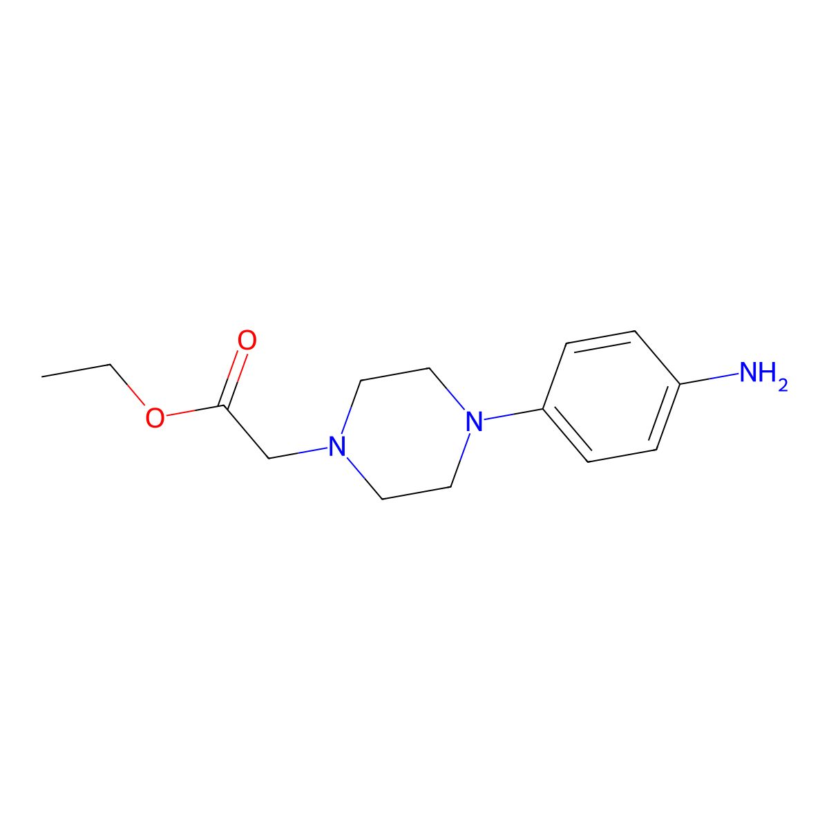 Ethyl 2-[4-(4-aminophenyl)piperazin-1-yl]acetate molecular structure, CAS 325168-06-7