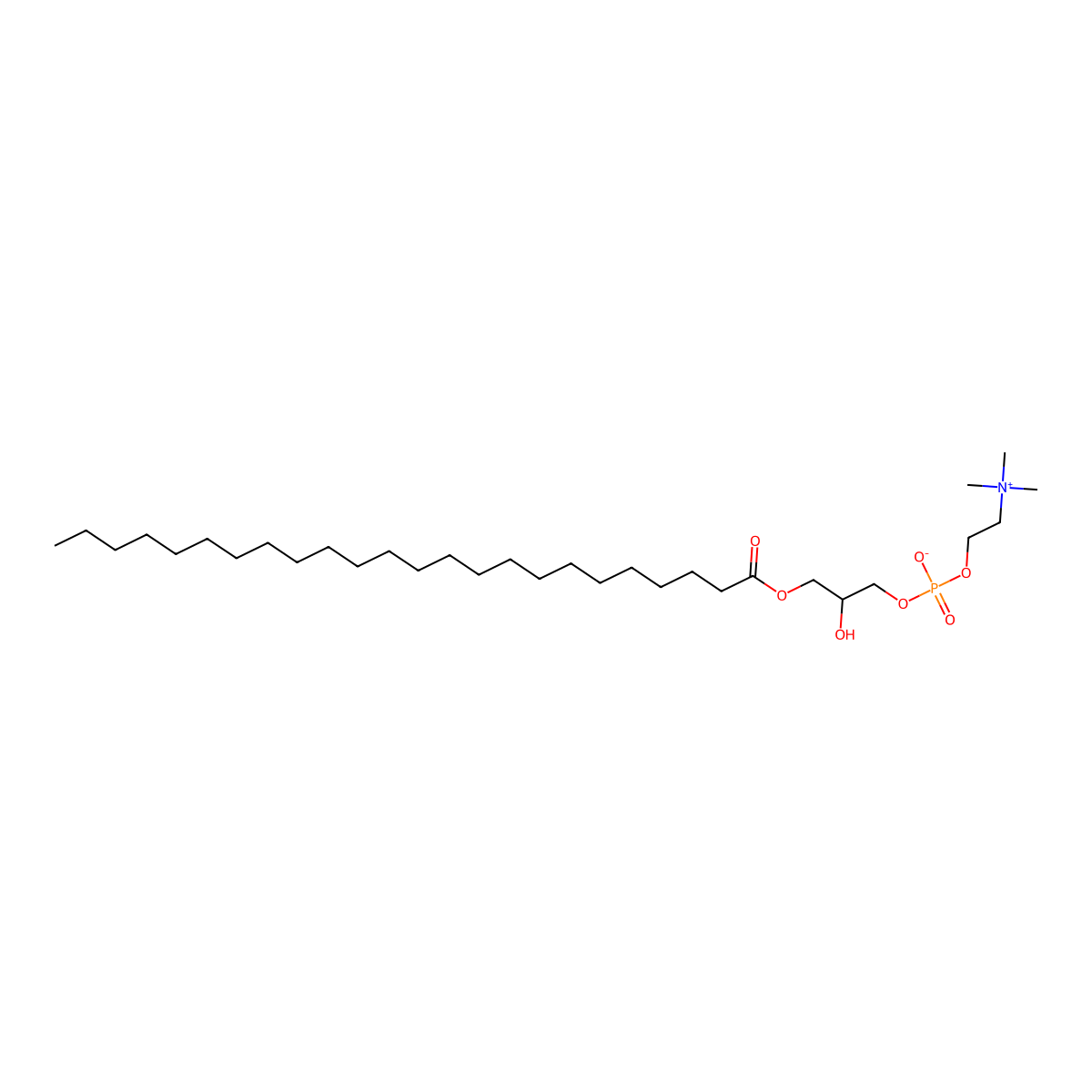 2-((Hydroxy((2R)-2-hydroxy-3-((1-oxotetracosyl)oxy)propoxy)phosphinyl)oxy)-N,N,N-trimethylethanaminium inner salt molecular structure, CAS 325171-59-3