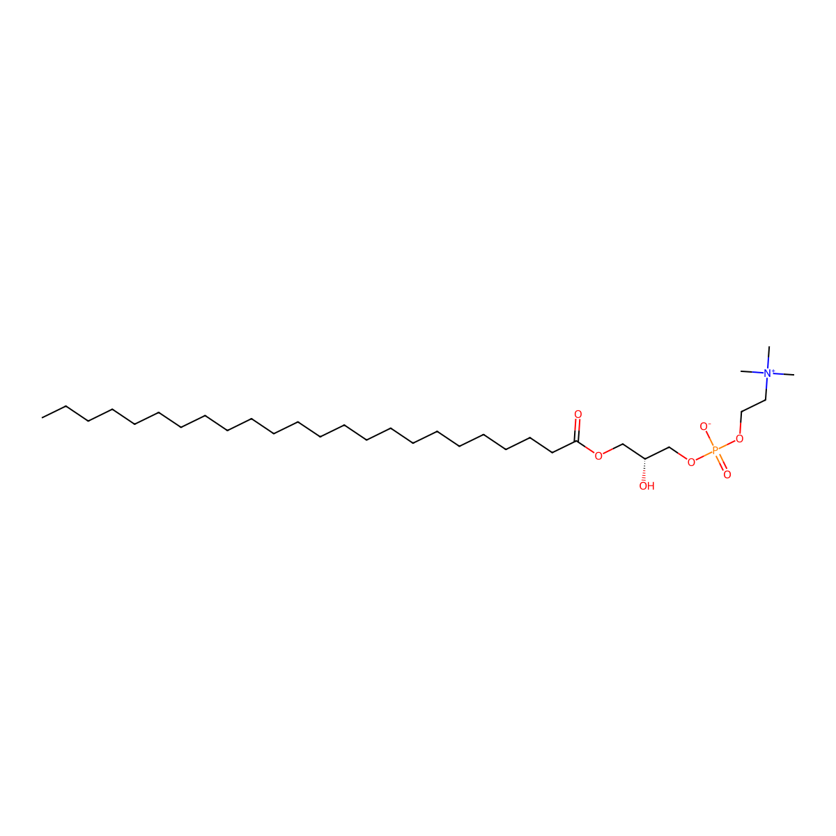 2-((Hydroxy((2R)-2-hydroxy-3-((1-oxotetracosyl)oxy)propoxy)phosphinyl)oxy)-N,N,N-trimethylethanaminium inner salt molecular structure, CAS 325171-59-3