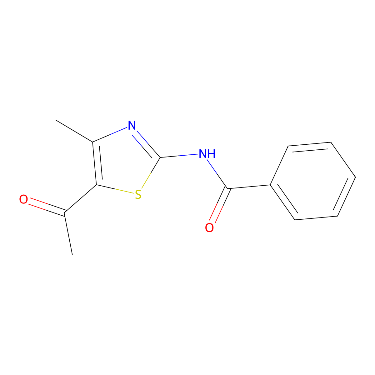 N-(5-acetyl-4-methylthiazol-2-yl)benzamide molecular structure, CAS 32519-69-0