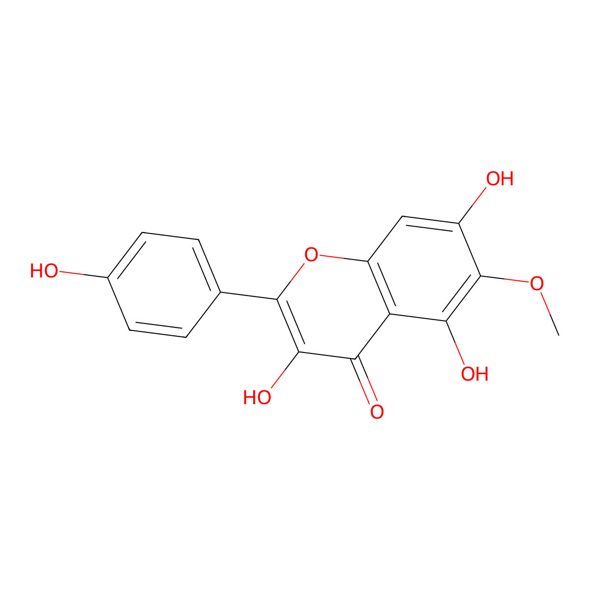 3,5,7,4'-Tetrahydroxy-6-methoxyflavone molecular structure, CAS 32520-55-1