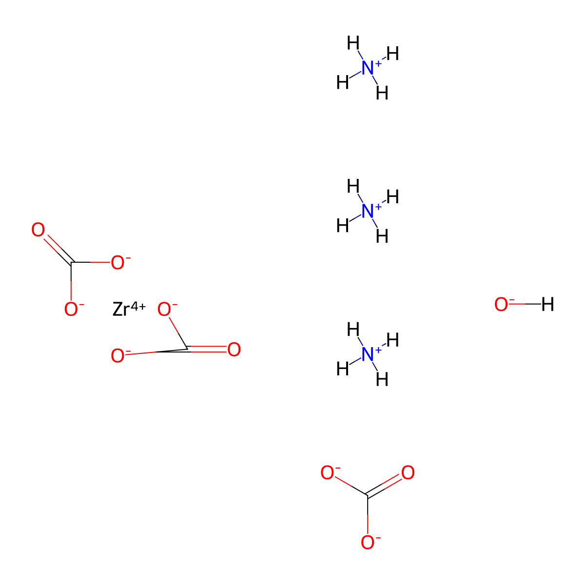 Ammonium zirconyl carbonate molecular structure, CAS 32535-84-5