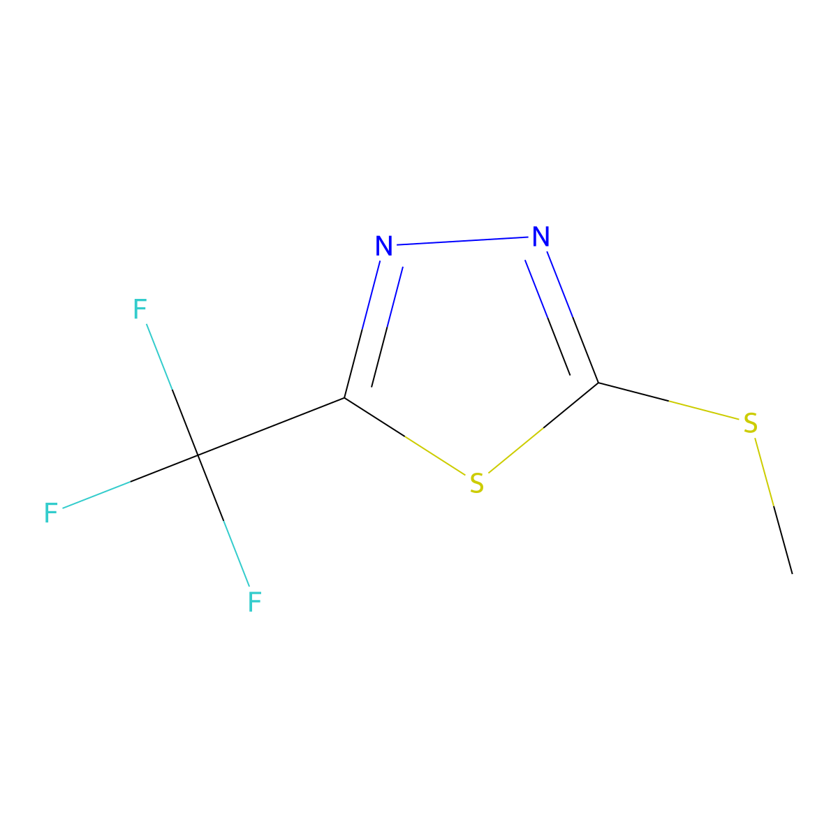 1,3,4-Thiadiazole, 2-(methylthio)-5-(trifluoromethyl)- molecular structure, CAS 32539-16-5