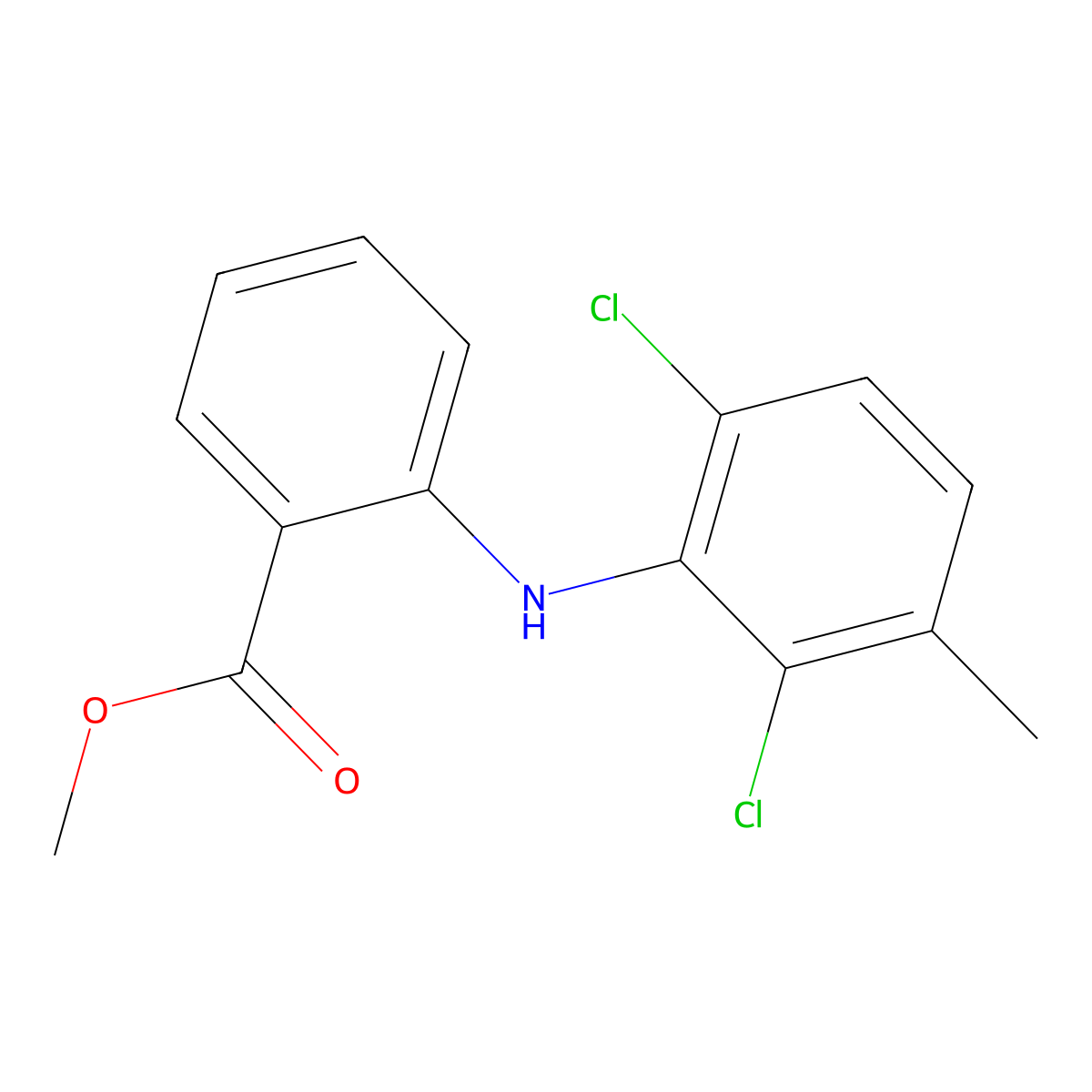 Benzoic acid, 2-((2,6-dichloro-3-methylphenyl)amino)-, methyl ester molecular structure, CAS 3254-79-3