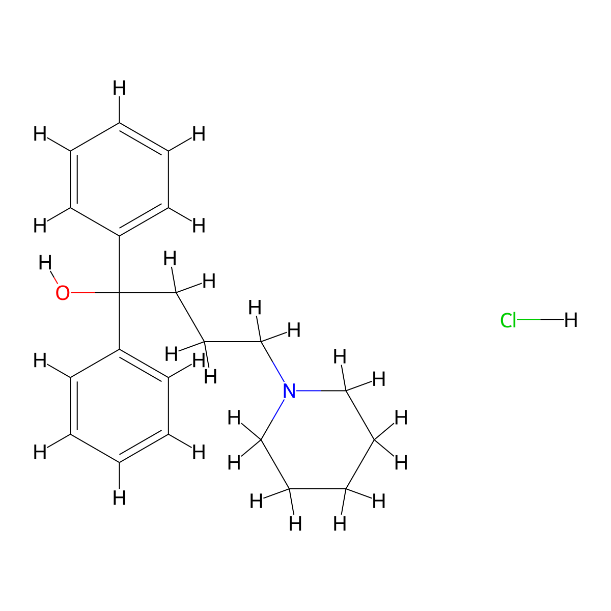 Diphenidol Hydrochloride molecular structure, CAS 3254-89-5