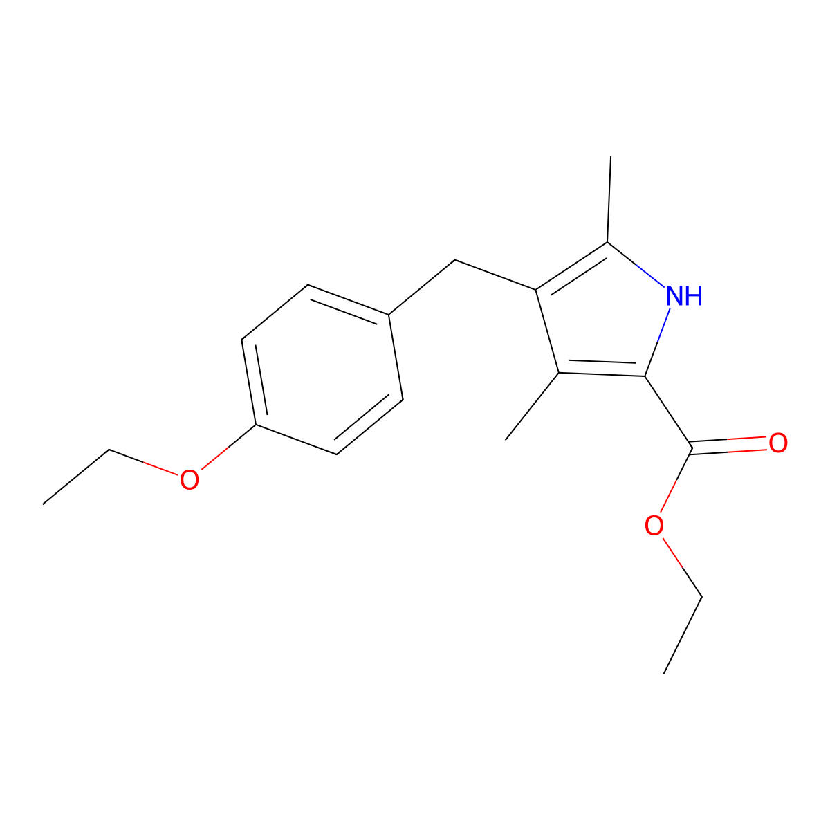 ethyl 4-(4-ethoxybenzyl)-3,5-dimethyl-1H-pyrrole-2-carboxylate molecular structure, CAS 32542-16-8