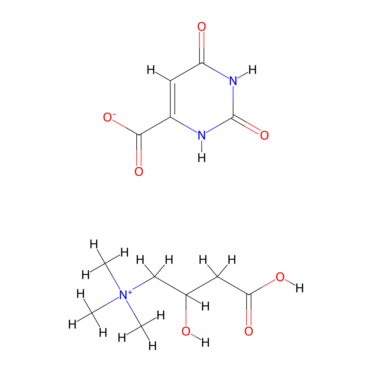 Carnitine orotate molecular structure, CAS 32543-38-7