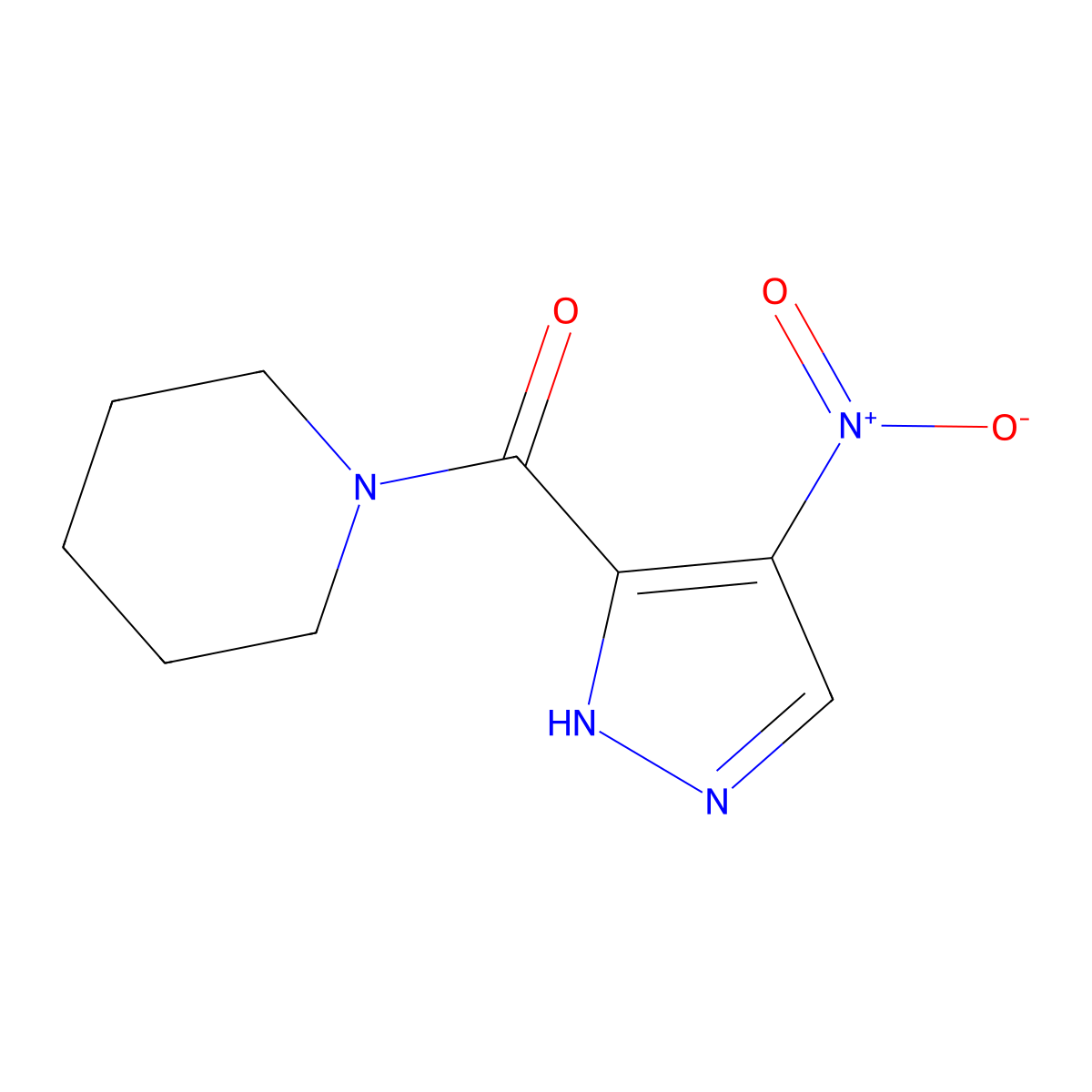 1-(4-nitro-1H-pyrazole-3-carbonyl)piperidine molecular structure, CAS 325463-61-4