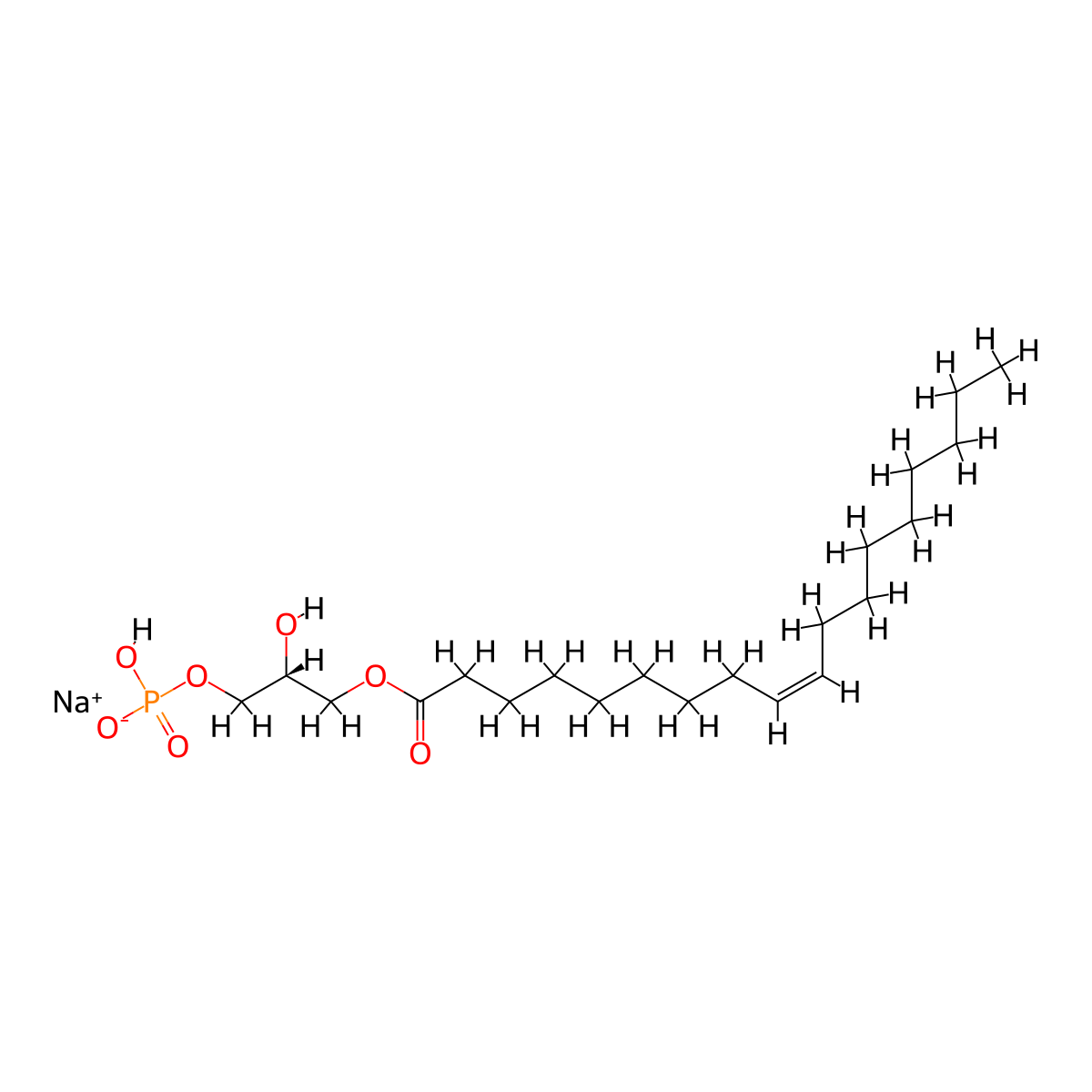 (2R)-2-Hydroxy-3-(phosphonooxy)propyl (9Z)-9-octadecenoate sodium salt (1:1) molecular structure, CAS 325465-93-8