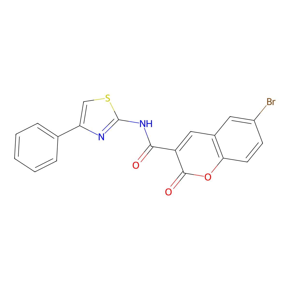 6-bromo-2-oxo-N-(4-phenyl-1,3-thiazol-2-yl)chromene-3-carboxamide molecular structure, CAS 325471-39-4