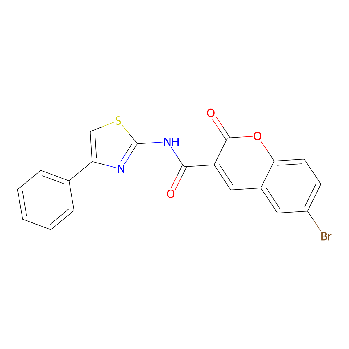6-bromo-2-oxo-N-(4-phenyl-1,3-thiazol-2-yl)chromene-3-carboxamide molecular structure, CAS 325471-39-4