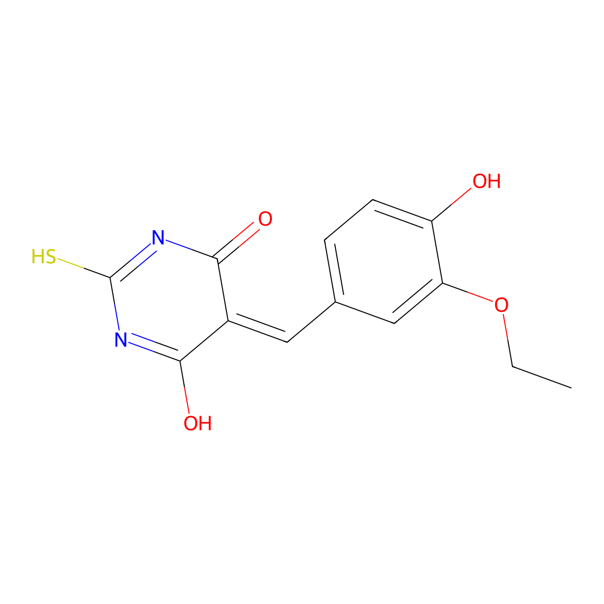 (5Z)-5-(3-ethoxy-4-hydroxybenzylidene)-6-hydroxy-2-sulfanylpyrimidin-4(5H)-one molecular structure, CAS 325471-42-9