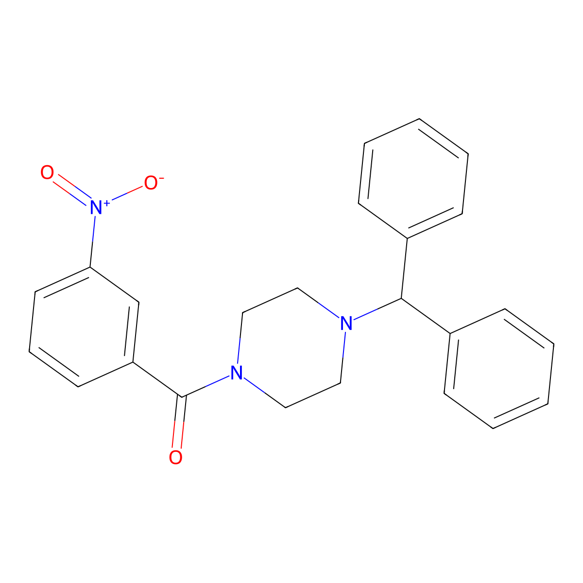 1-Benzhydryl-4-(3-nitrobenzoyl)piperazine molecular structure, CAS 325472-19-3