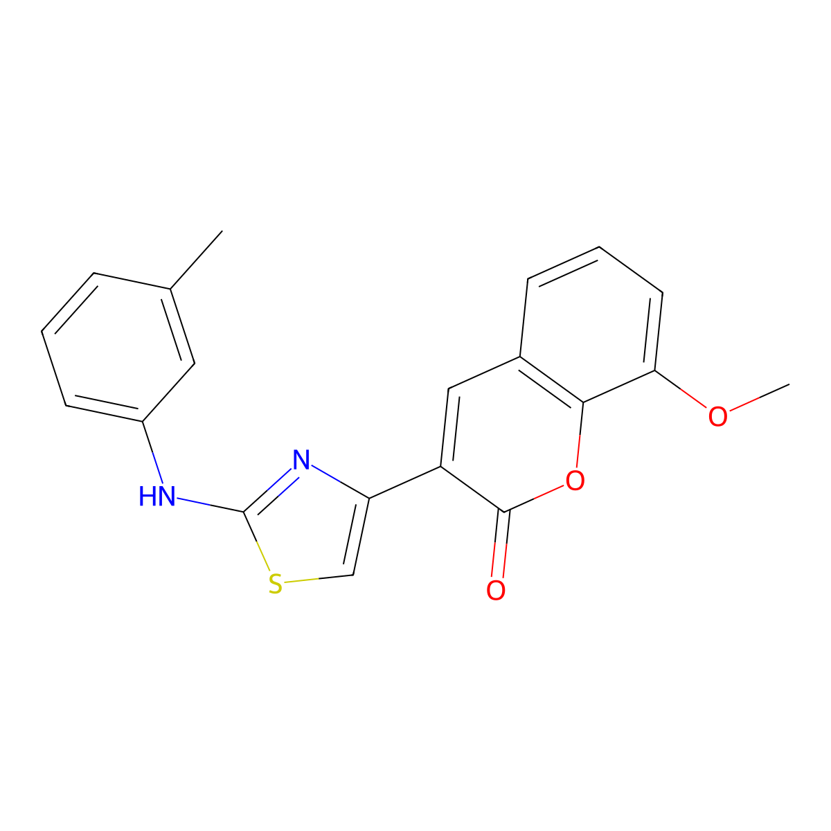 8-Methoxy-3-(2-m-tolylamino-thiazol-4-yl)-chromen-2-one molecular structure, CAS 325473-18-5