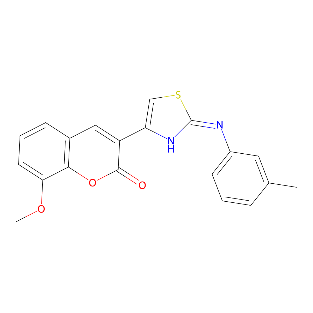 8-Methoxy-3-(2-m-tolylamino-thiazol-4-yl)-chromen-2-one molecular structure, CAS 325473-18-5