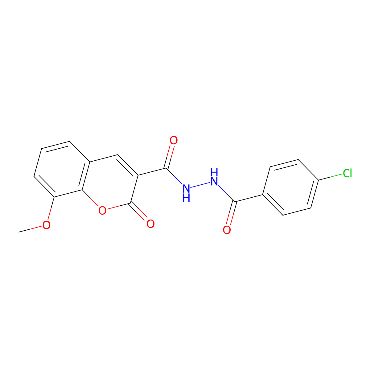 N'-[(4-chlorophenyl)carbonyl]-8-methoxy-2-oxo-2H-chromene-3-carbohydrazide molecular structure, CAS 325473-53-8