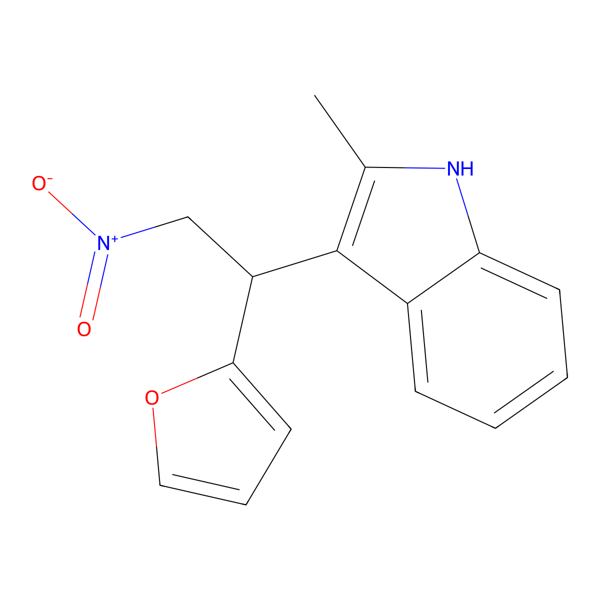 3-[1-(furan-2-yl)-2-nitroethyl]-2-methyl-1H-indole molecular structure, CAS 325474-06-4