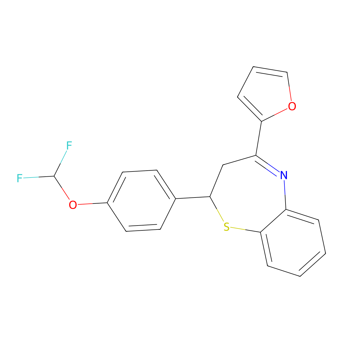 2-[4-(Difluoromethoxy)phenyl]-4-(furan-2-yl)-2,3-dihydro-1,5-benzothiazepine molecular structure, CAS 325474-18-8
