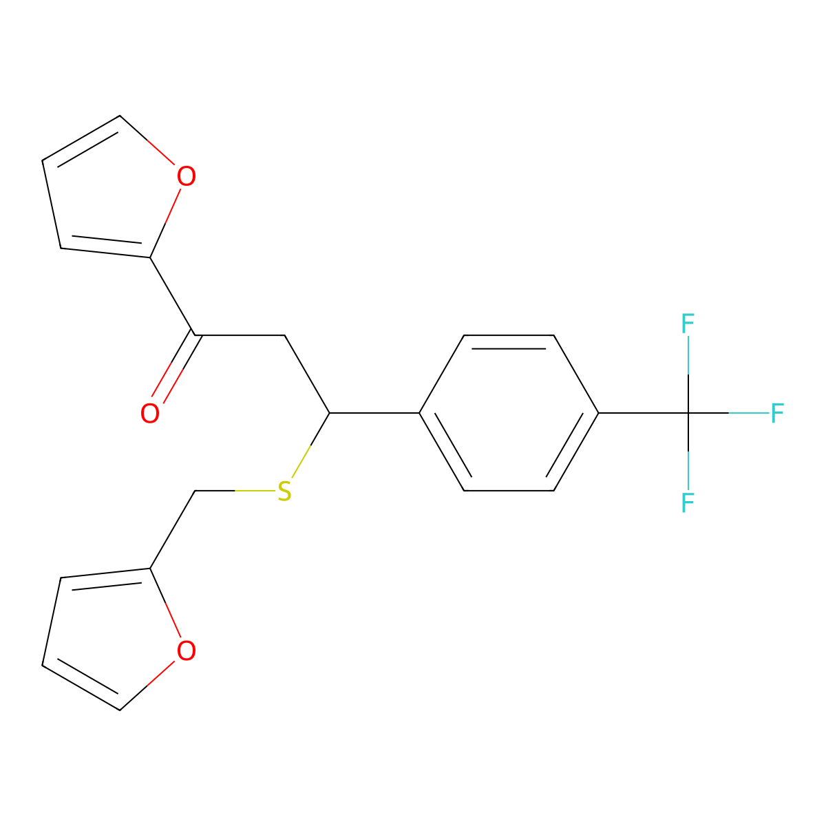 1-(2-Furyl)-3-(2-furylmethylthio)-3-[4-(trifluoromethyl)phenyl]propan-1-one molecular structure, CAS 325474-28-0