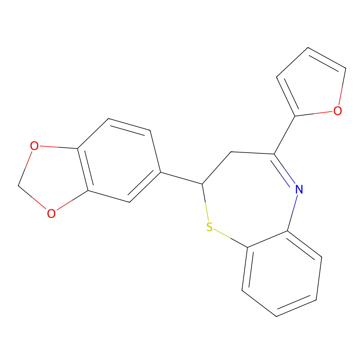 2-(1,3-Benzodioxol-5-yl)-4-(furan-2-yl)-2,3-dihydro-1,5-benzothiazepine molecular structure, CAS 325474-30-4