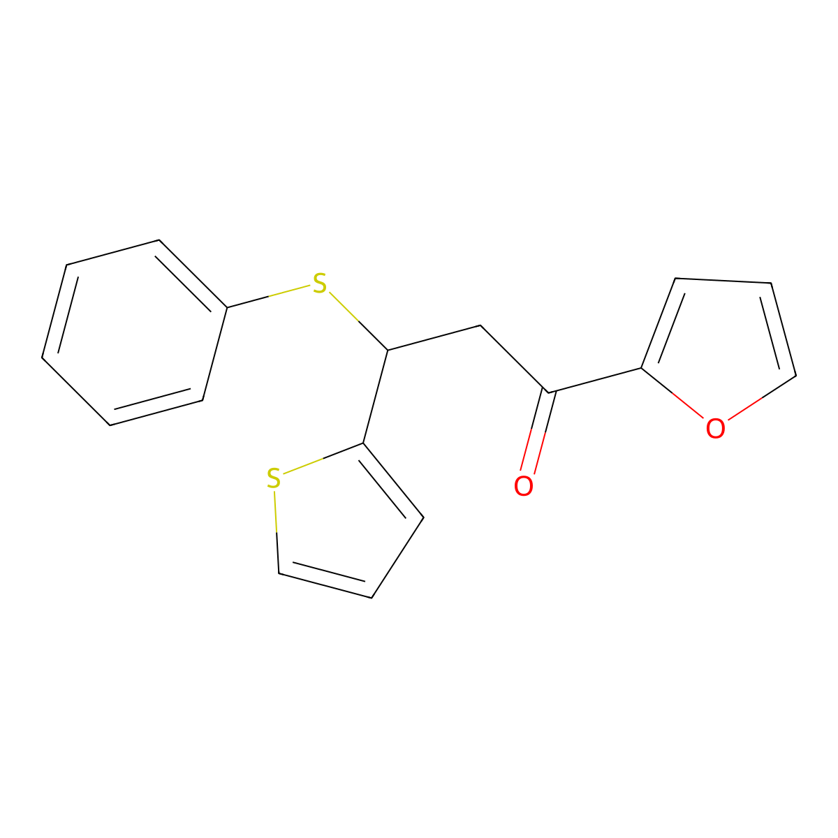 1-(2-Furanyl)-3-(phenylthio)-3-thiophen-2-yl-1-propanone molecular structure, CAS 325474-32-6