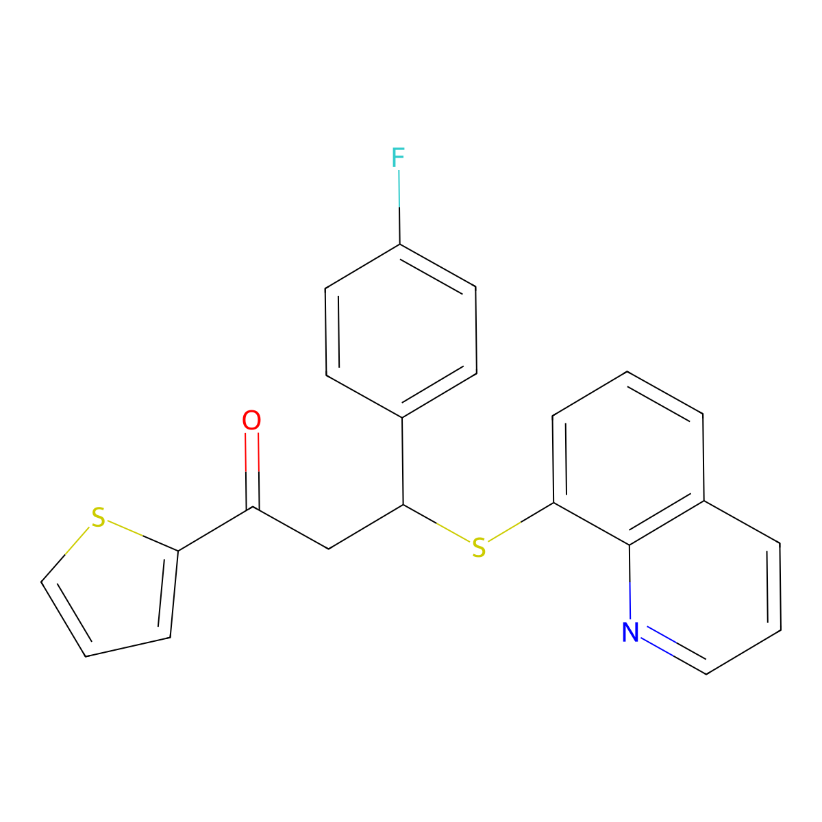 3-(4-Fluorophenyl)-3-(8-quinolylthio)-1-(2-thienyl)propan-1-one molecular structure, CAS 325474-33-7