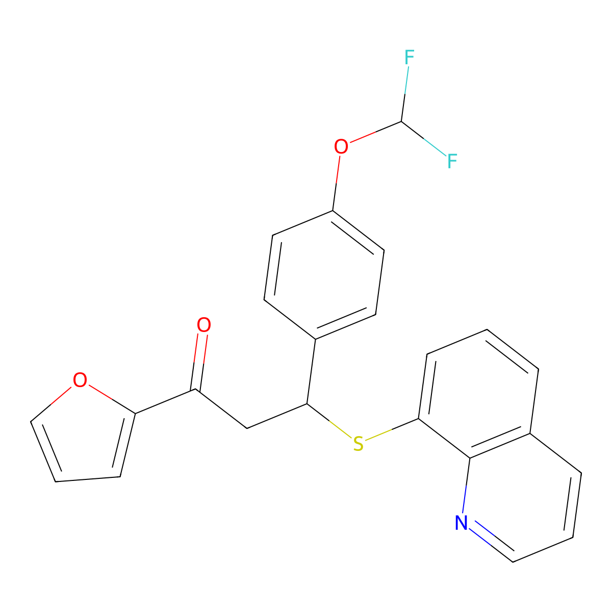 3-(4-(Difluoromethoxy)phenyl)-1-(furan-2-yl)-3-(quinolin-8-ylthio)propan-1-one molecular structure, CAS 325474-43-9