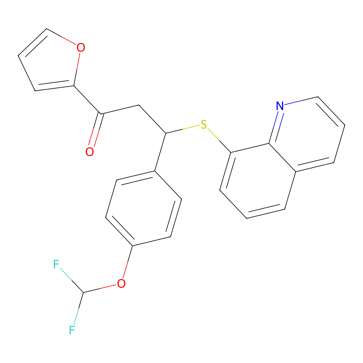 3-(4-(Difluoromethoxy)phenyl)-1-(furan-2-yl)-3-(quinolin-8-ylthio)propan-1-one molecular structure, CAS 325474-43-9