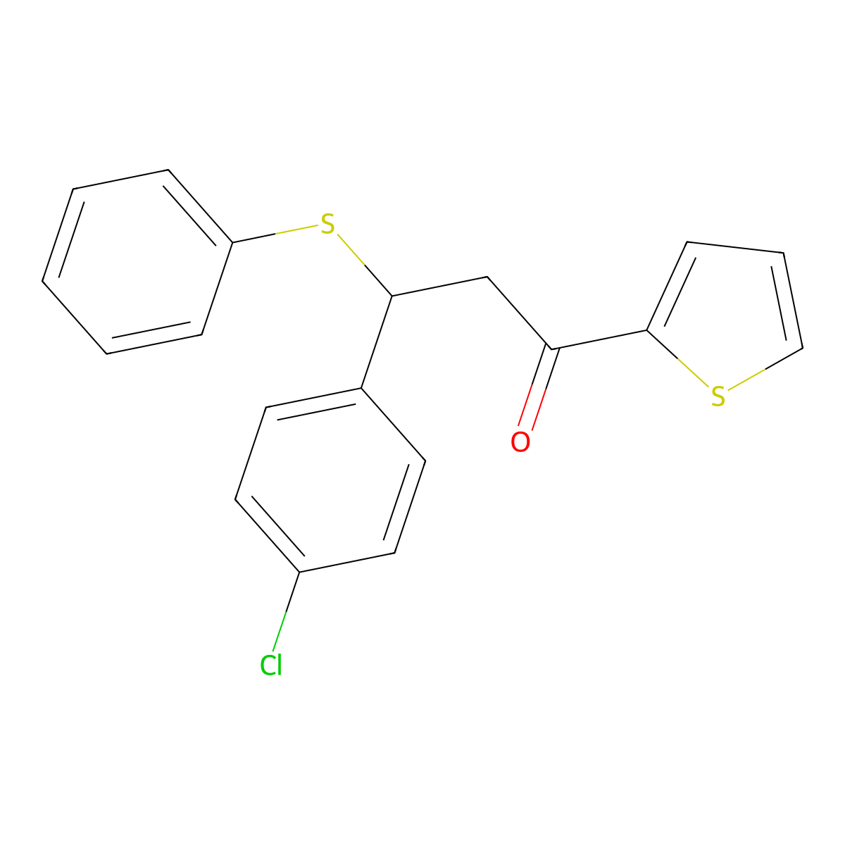 3-(4-Chlorophenyl)-3-(phenylsulfanyl)-1-(thiophen-2-yl)propan-1-one molecular structure, CAS 325474-45-1