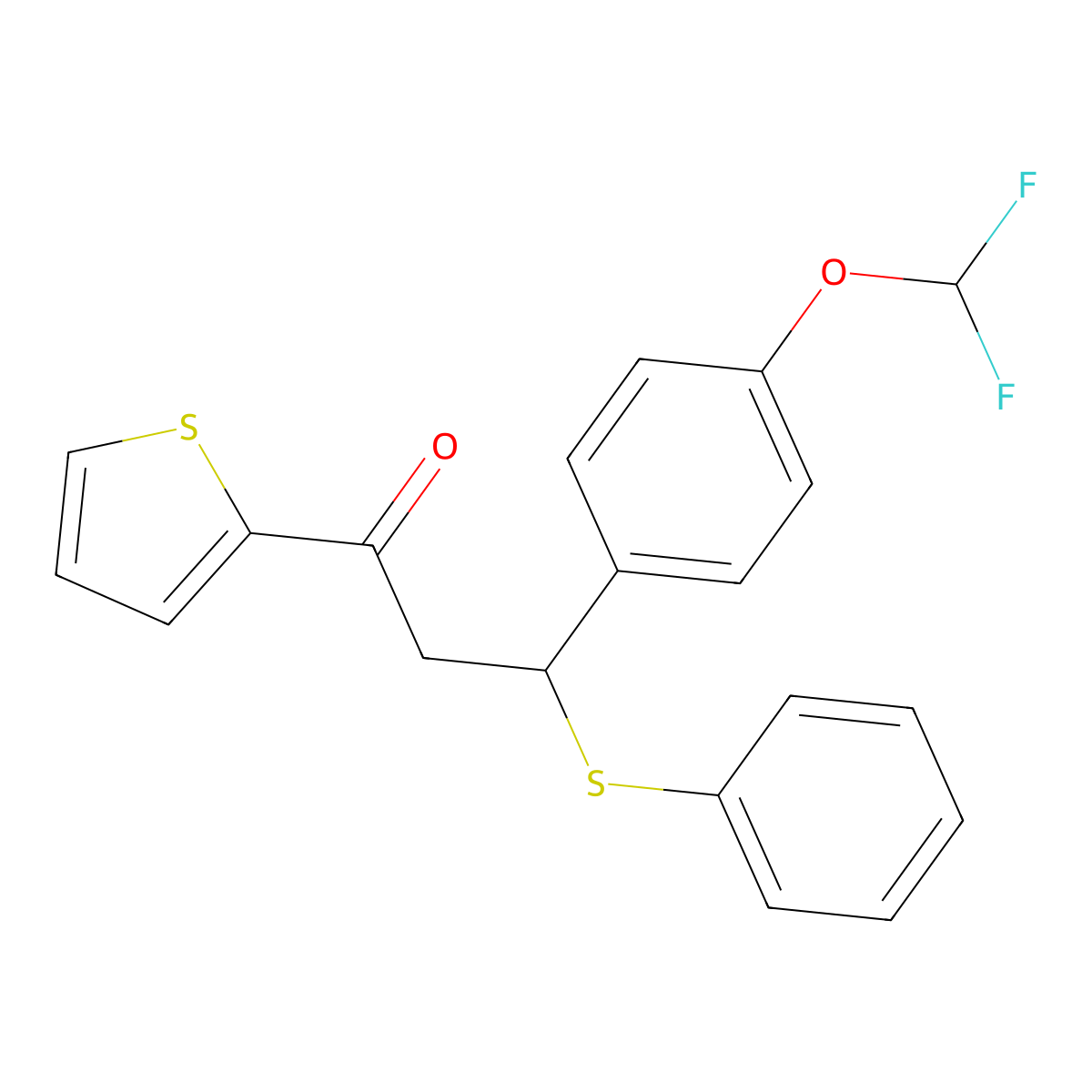 3-[4-(Difluoromethoxy)phenyl]-3-(phenylsulfanyl)-1-(thiophen-2-yl)propan-1-one molecular structure, CAS 325474-46-2