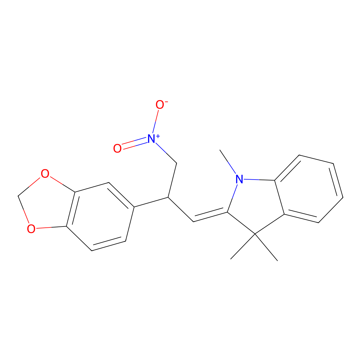 2-[2-(1,3-Benzodioxol-5-yl)-3-nitropropylidene]-1,3,3-trimethylindole molecular structure, CAS 325474-57-5