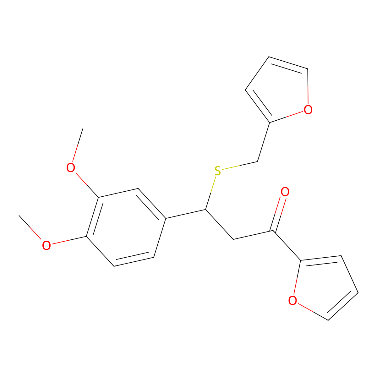 3-(3,4-Dimethoxyphenyl)-1-(2-furyl)-3-(2-furylmethylthio)propan-1-one molecular structure, CAS 325474-58-6