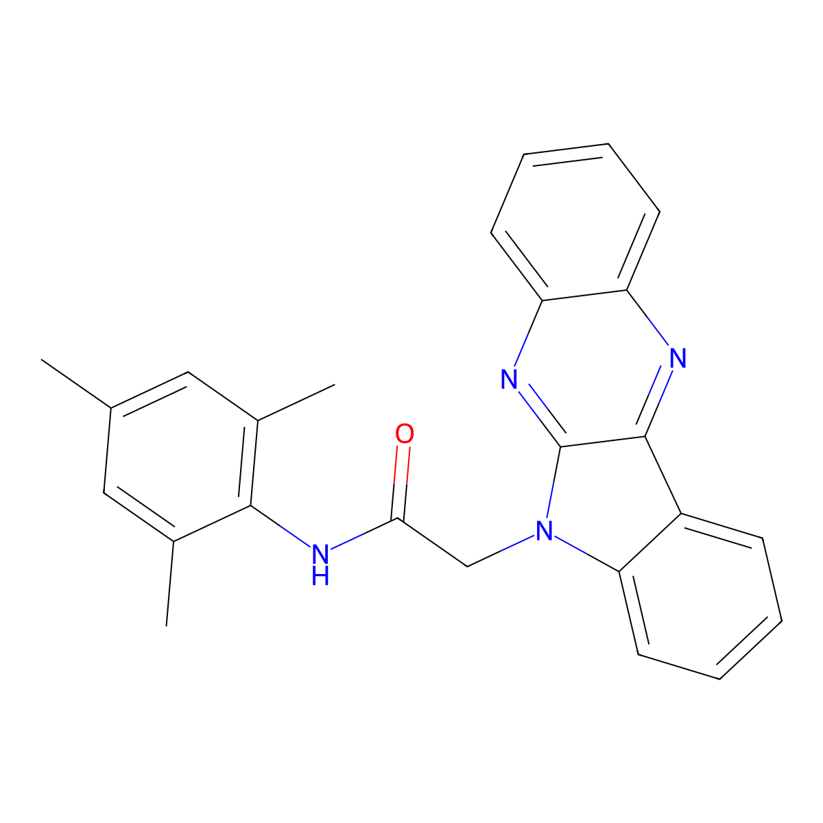 2-(6H-indolo[2,3-b]quinoxalin-6-yl)-N-mesitylacetamide molecular structure, CAS 325474-67-7