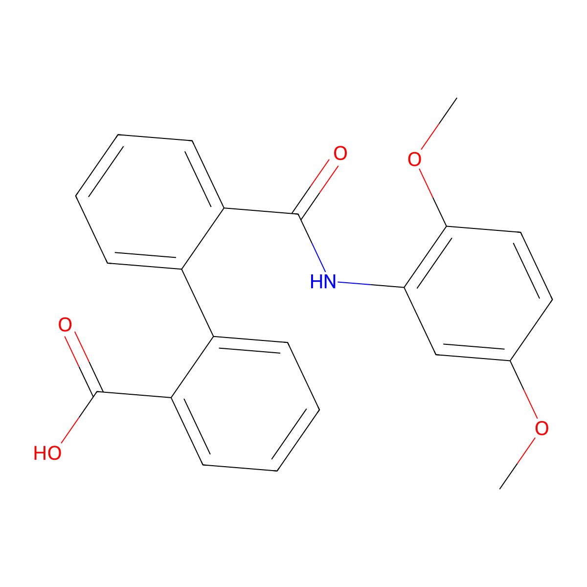 2'-((2,5-Dimethoxyphenyl)carbamoyl)-[1,1'-biphenyl]-2-carboxylic acid molecular structure, CAS 325474-68-8