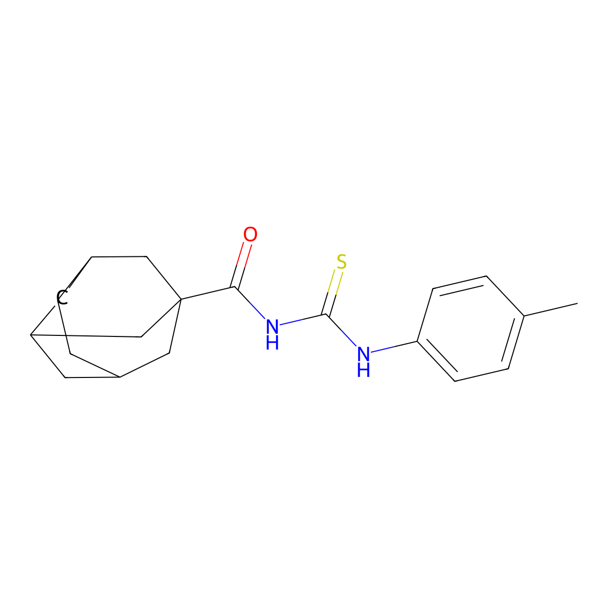N-(p-tolylcarbamothioyl)tricyclo[4.3.1.1(3,8)]undecane-1-carboxamide molecular structure, CAS 325475-65-8