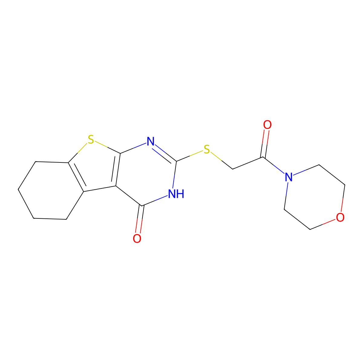 2-{[2-(4-morpholinyl)-2-oxoethyl]sulfanyl}-5,6,7,8-tetrahydro[1]benzothieno[2,3-d]pyrimidin-4(3H)-one molecular structure, CAS 325476-32-2