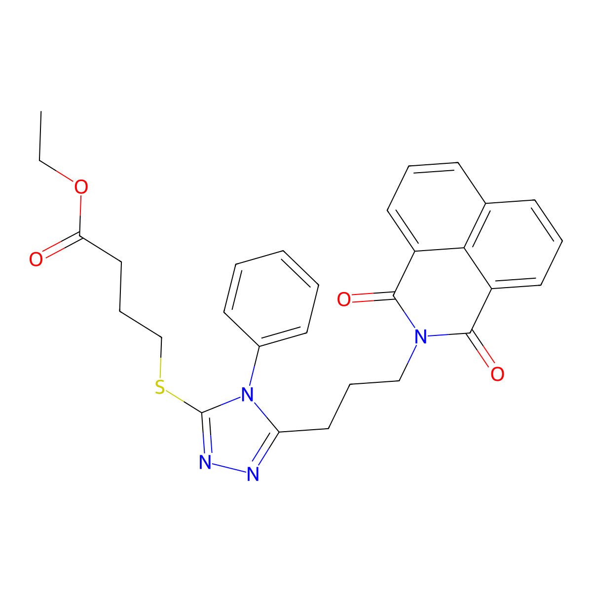 Ethyl 4-[[5-[3-(1,3-dioxobenzo[de]isoquinolin-2-yl)propyl]-4-phenyl-1,2,4-triazol-3-yl]sulfanyl]butanoate molecular structure, CAS 325476-36-6